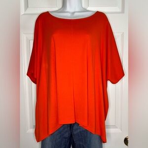Lilla P Women’s Vibrant Orange Cotton Batwing Tunic-Style Top M/L